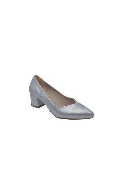 Zerhan 46 Women's Gray Shimmering Pointed Toe Low Heel Shoes