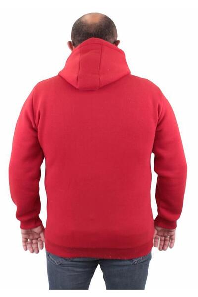 Starbattal Zippered Hooded Large Size Sweat Jubin 23221 RED