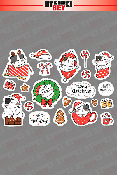 STİCKERCI BEY رأس السنة - رجل الثلج - سانتا كلوز - مجموعة ملصقات ندفة الثلج A...