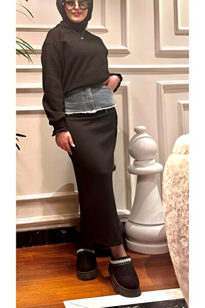 BEBE PLUS DENİM DETAYLI ETEK