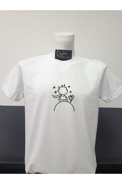 Pisa Art Unisex Little Prince (Minimal Silhouette) Λευκό μπλουζάκι με στάμπα
