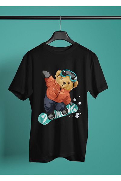 Pisa Art Crea-tshirt 'bear & Snowbord' με στάμπα μπλουζάκι Crew Neck