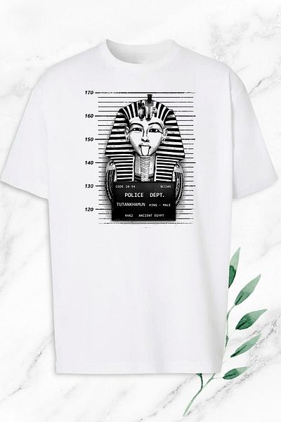 Pisa Art Unisex Oversize Αρχαία Αίγυπτος Αιγύπτιος Φαραώ με στάμπα λευκό μπλουζάκι