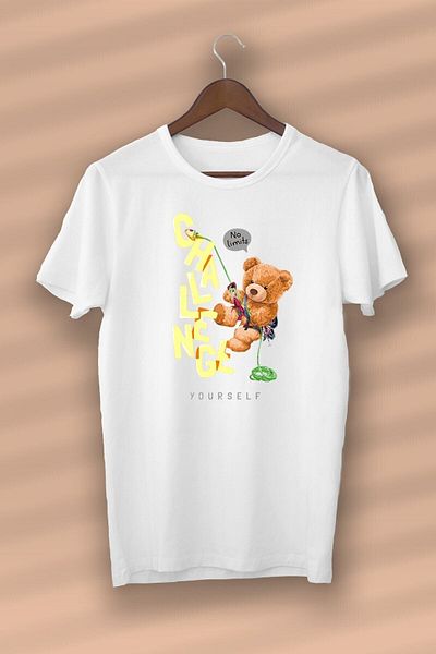 Pisa Art Teddy - Challenge Printed Organic Cotton White Unisex - Γυναικεία - Ανδρικά - T-shirt