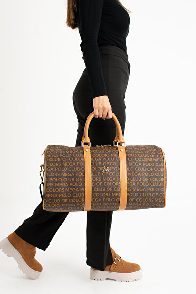 MEGA ÇANTA kadın monogram baskılı silindir valiz hostez seyahatçantası