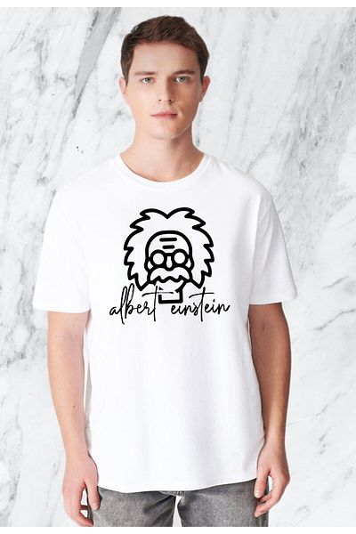 Pisa Art Ανδρικό μπλουζάκι Albert Einstein Design Λευκό κανονικό
