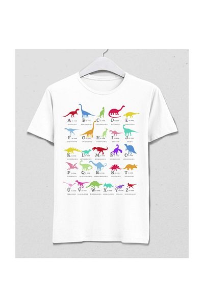 Pisa Art Ανδρικό λευκό μπλουζάκι Dinosaur Alphabet