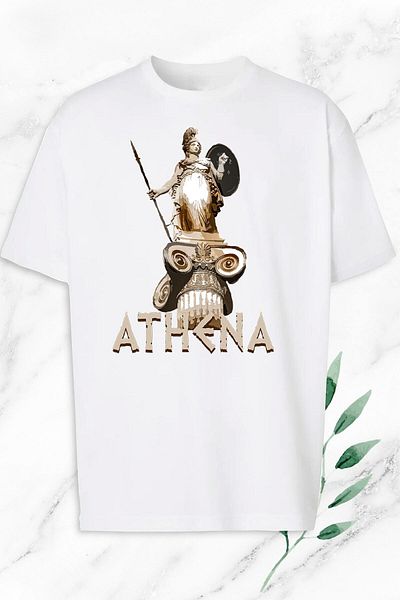 Pisa Art Υπερμεγέθη Μυθολογία Θεά της Ειρήνης Άθηνα Γλυπτό Λευκό T-Shirt