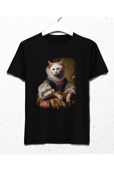 Pisa Art Λευκό μπλουζάκι Princess Cat μαύρο