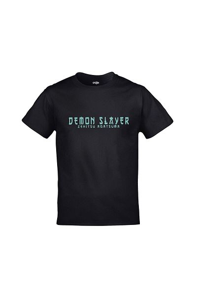 Pisa Art Demon Slayer Zenitsu Agatsuma εμπρός και πίσω με στάμπα Unisex μαύρο μπλουζάκι