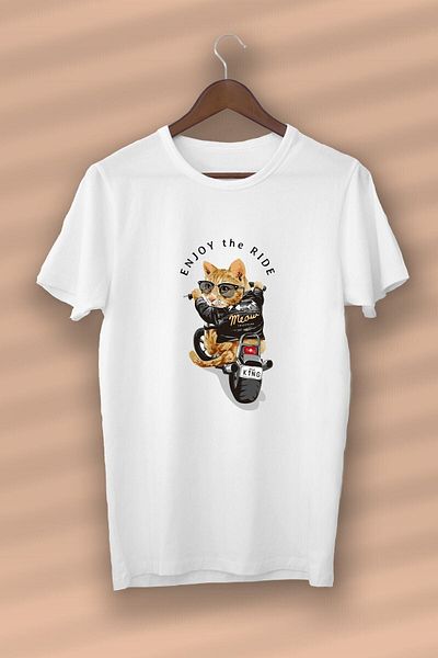 Pisa Art Biker Cat Unisex εμπριμέ από οργανικό βαμβάκι Λευκό -unisex- Γυναικείο-ανδρικό - T-shirt Nux Boutique
