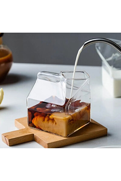 M Mimoza Park Isıya Dayanıklı Borosilikat Süt Kutusu Bardak Kahve Ve Sunum Ba...