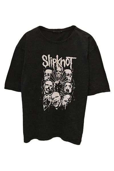 Pisa Art UNISEX OVERSIZE ΠΛΥΣΜΕΝΟ ΥΦΑΣΜΑ ROCK ΜΟΥΣΙΚΗ SLIPPKNOT ΕΚΠΤΩΜΕΝΟ ΓΚΡΙ ΜΠΟΥΜΕΛΟ