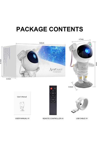 Mumifo Astronot Görünümlü Galaksi Projeksiyon Lamba