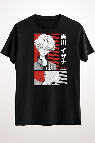 Pisa Art Unisex Μαύρο T-shirt Tokyo Revengers Anime Μπλουζάκι Izana Kurokawa Manji