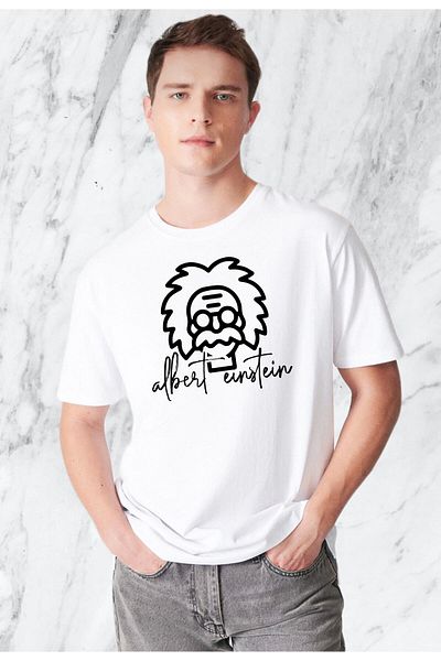 Pisa Art Ανδρικό μπλουζάκι Albert Einstein Design Λευκό κανονικό