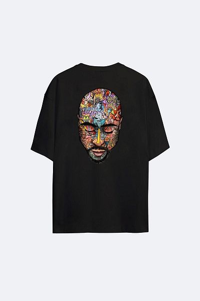 Pisa Art Μπλουζάκι Ayya Unisex Oversize Μαύρο Graffiti 2pac