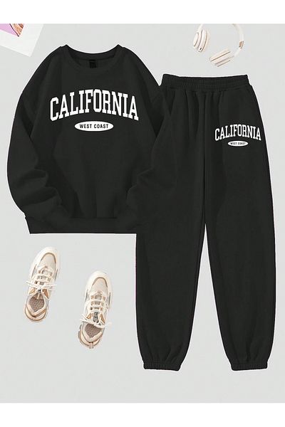 Boi Σετ φόρμας California WC Combination Bottom Top - Μαύρο εμπριμέ λαιμόκοψη με λάστιχο