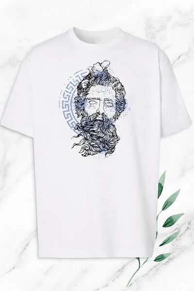 Pisa Art Unisex Λευκό Μυθολογία Γλυπτό Μπλουζάκι με στάμπα Oversize