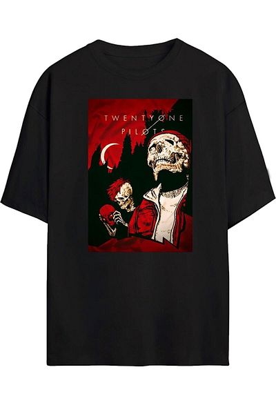 Pisa Art Μαύρο μπλουζάκι Twenty One Pilots Oversize - T-Shirt Adv-twenty-0001