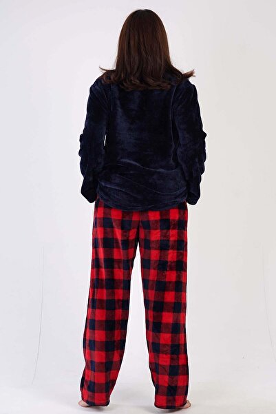 VİENETTA Kadın Uzun Kol Büyük Beden Welsoft Lacivert Pijama Takımı 3C0T4N0O83