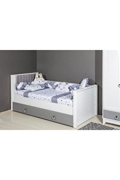 jadeer طقم غطاء لحاف محبوك باللون الذهبي مونتيسوري باللون الرمادي