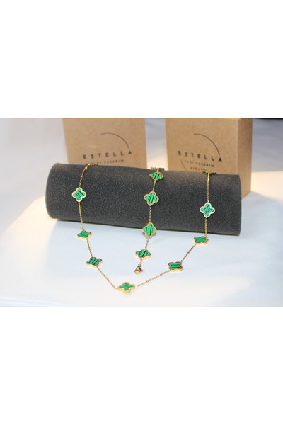 Özel Tasarım 316L ÇELİK YONCA KOLYE BİLEKLİK SETİ