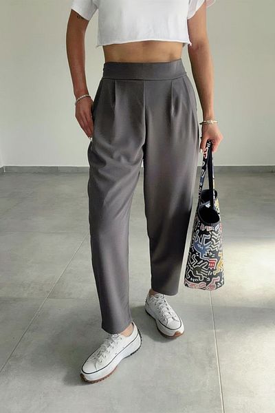 lady special Women's Anthracite Harem Model Lycra Balloon Trousers