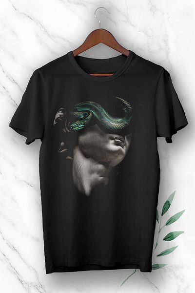 Pisa Art Unisex Μαύρο Μυθολογία Γλυπτό με στάμπα μπλουζάκι