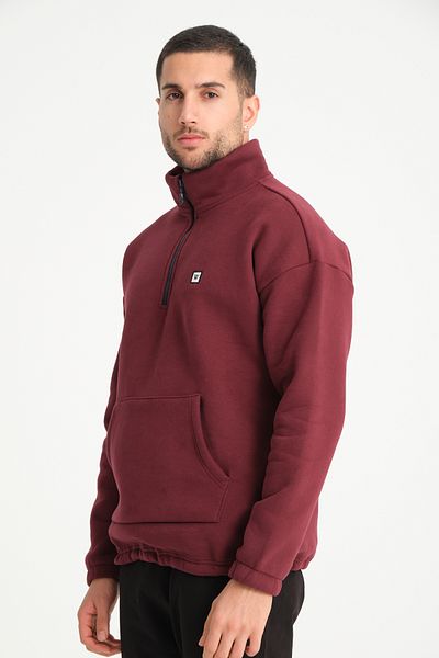 Whitefin COMFY FIT ZIPPERED SWEATSHIRT Claret Red