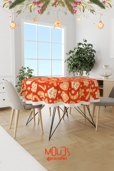 Moud's Πορτοκαλί χριστουγεννιάτικα μπισκότα με μοτίβο στρογγυλό σουέτ τραπεζο...