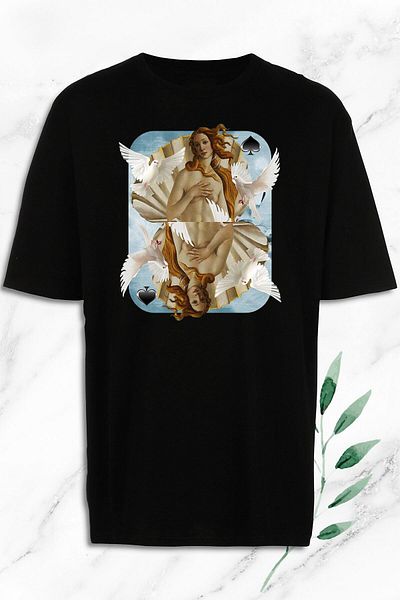 Pisa Art Oversize Mythology Beauty Goddess Venus εμπριμέ μαύρο μπλουζάκι