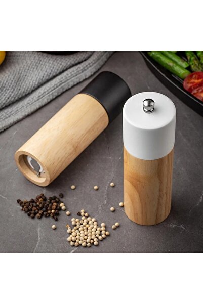 Bosile مطحنة ملح فلفل أسود خشبية، مطحنة ملح، شاكر توابل، 16 سم، مجموعة من 2 خ...