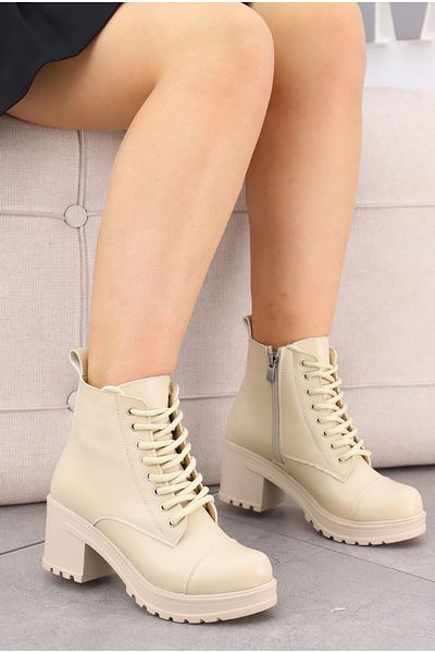 LEYDİ SHOES Linda-101 Γυμνές γυναικείες μπότες με φερμουάρ στο πλάι