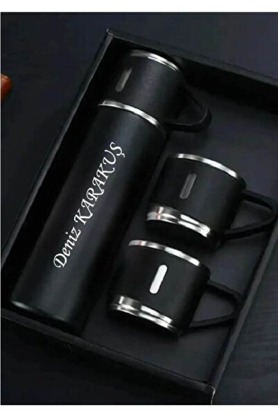 ÇARŞI HANEM ÇELİK TERMOS 3 BARDAKLI VAKUMLU VE YALITIMLI KİŞİYE ÖZEL ÜZERİNE ...