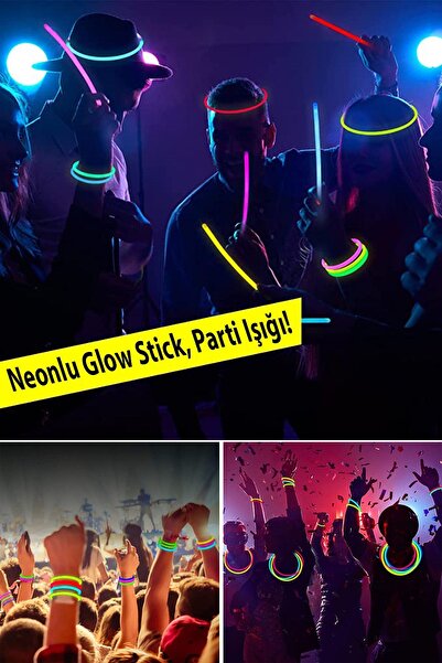 Greathings 50 Adet Çubuk 50 Adet Bağlantı Neon Fosforlu Çubuk Konser Parti Eğlence Çubukları 12 Saat Parlaklık