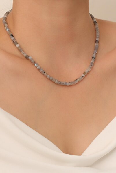 Dünya Doğal Taş Labradorit Taşı Kolye