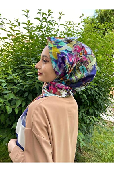 Aker Yaz Serinliği Çiçek Desenli Ipek Koton (PAMUKLU) Etol Şal 7848777 Beyaz