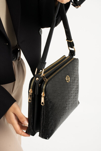 By Hakan SN 1329 RAVEN ΓΥΝΑΙΚΕΙΑ ΤΣΑΝΤΑ ΩΜΟΥ CROCO-BLACK