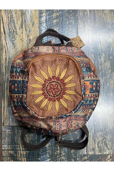 Street Bag Fargin Ethnic Αυθεντικό Στρογγυλό Σακίδιο Πλάτης Bohemian Καθημερινό Ταξιδιωτικό Σακίδιο