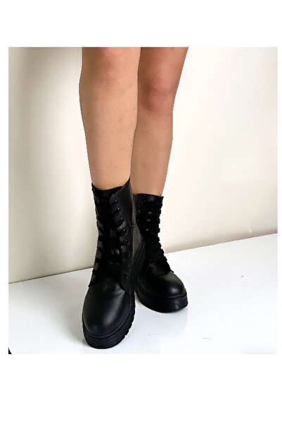 GOGOMİX Bağcıklı Siyah Kadın Postal Bot