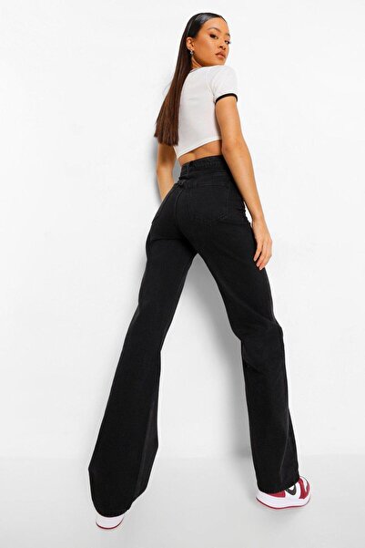 DRC trend Tatyna ženske crne traperice visokog struka, crne široke farmerke, ...