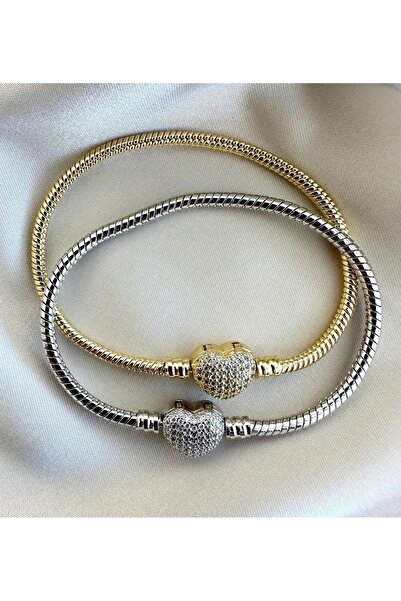 Zita Accessories Model gümüş renk kalp kilitli bileklik ( yeniyıl hediye önerisi)