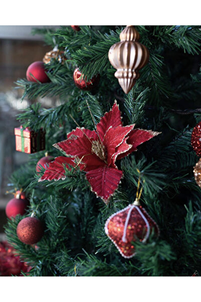 La Sol Yapay Çiçek Noel Dekor Yılbaşı Ağaç Süsü Mavi Kırmızı Sarı