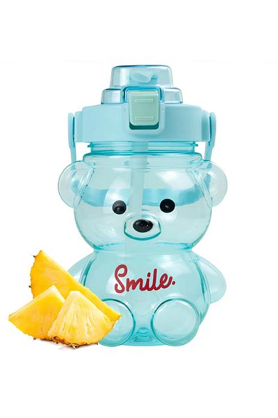 TanOzel BPA Free 1000 ML Water and Beverage Flask with Teddy Bear - Suitable for School, Office and Travel