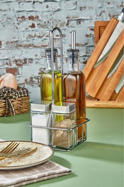 Cooker 5 Piece Glass Sauce Bowl with Stand, Spice Box Set