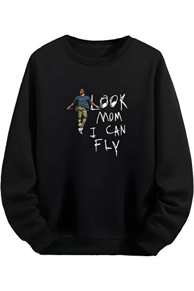 MAGORS Travis Scott - Look Mom I Can Fly - Siyah Unisex Sweatshirt