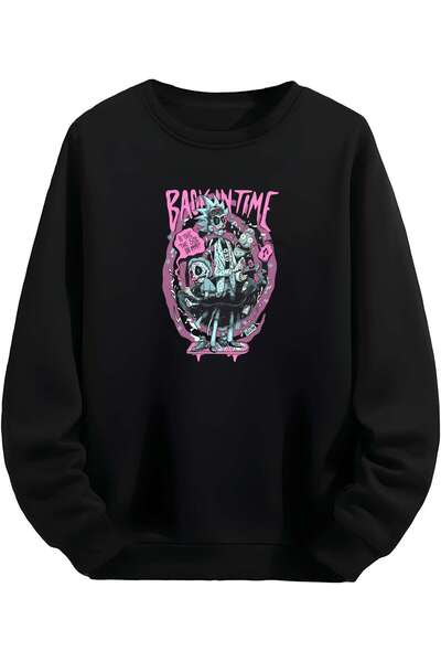 MAGORS Rick and Morty - Back in Time - Siyah Unisex Sweatshirt
