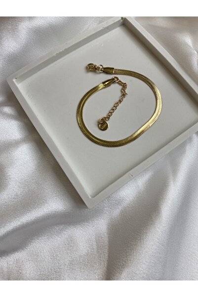 saren aksesuar Kadın çelik yassı italyan zincir bileklik