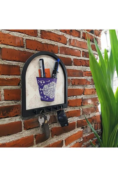 CajuArt Flower Pot Shaped Wooden Motif Wall Hanger - Pen Holder Organizer and Wall Decor
